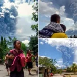 Gunung Lewotobi di Indonesia memuntahkan semburan abu panas setinggi 26.000 kaki dalam pemandangan yang tak nyata: foto-foto