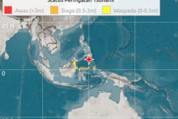 Peringatan dini tsunami dikeluarkan setelah gempa berkekuatan 7,7 M di Laut Sulawesi
