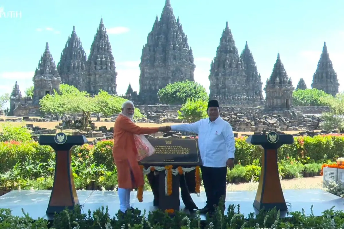 Prabowo mengatakan bahwa relief Ramayana di Prambanan mempersatukan Indonesia dan India